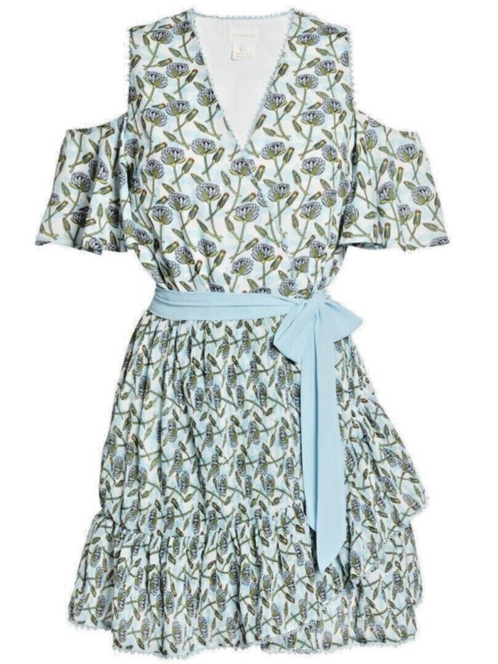 EUC Foxiedox Lexie Cold Shoulder Faux Wrap dress Floral Size Medium